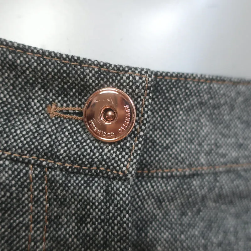 Brunello Cucinelli Monili-Detail Cropped Trousers Charcoal Wool-Cashmere Size 38