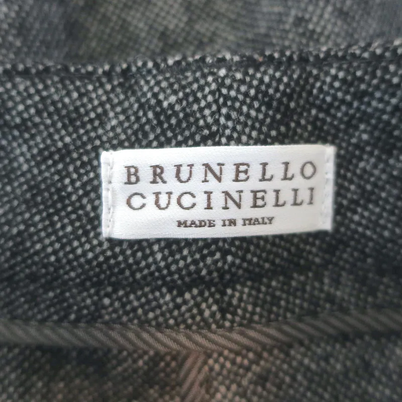 Brunello Cucinelli Monili-Detail Cropped Trousers Charcoal Wool-Cashmere Size 38