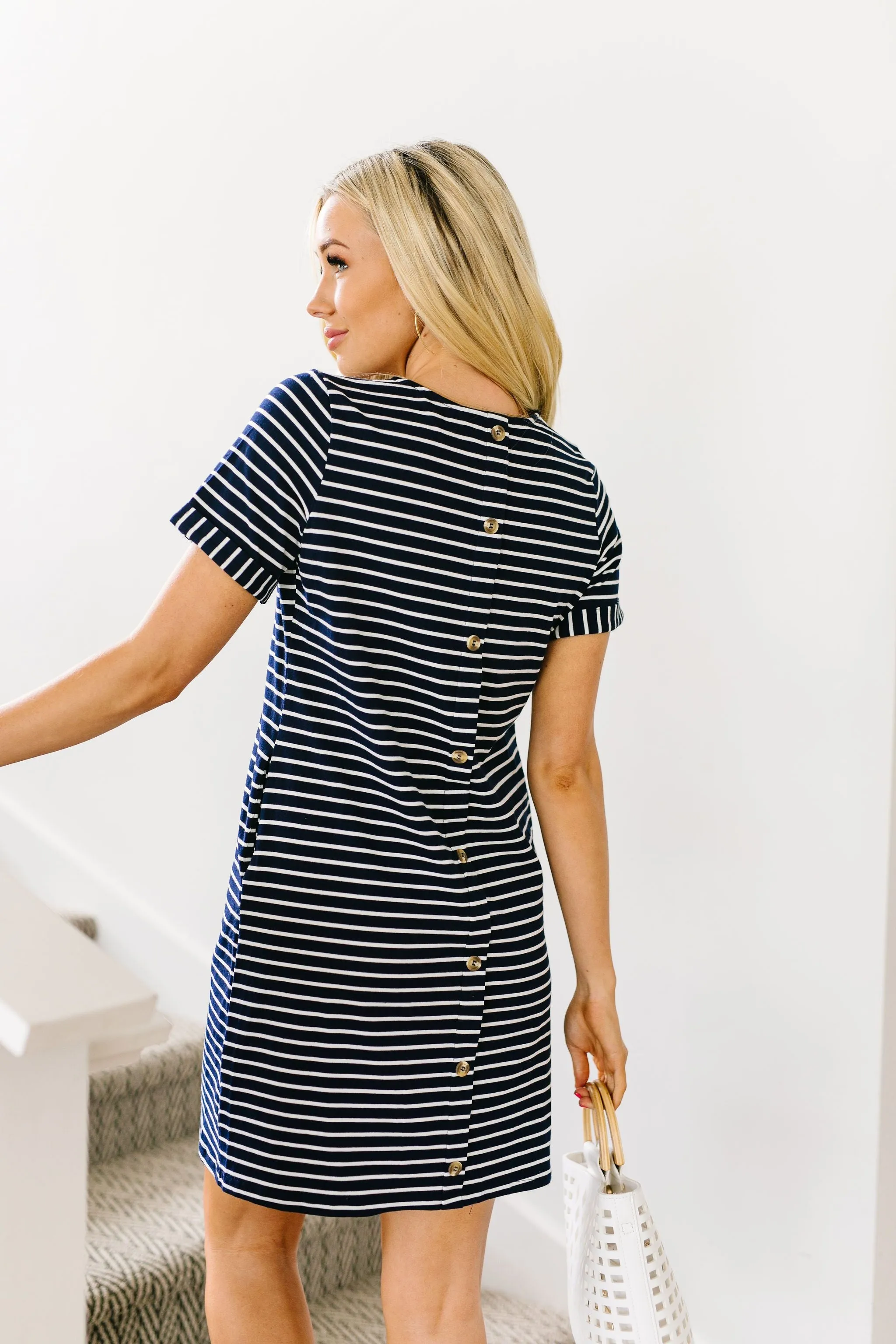 Buttoned To A T-Shirt Dress In Navy