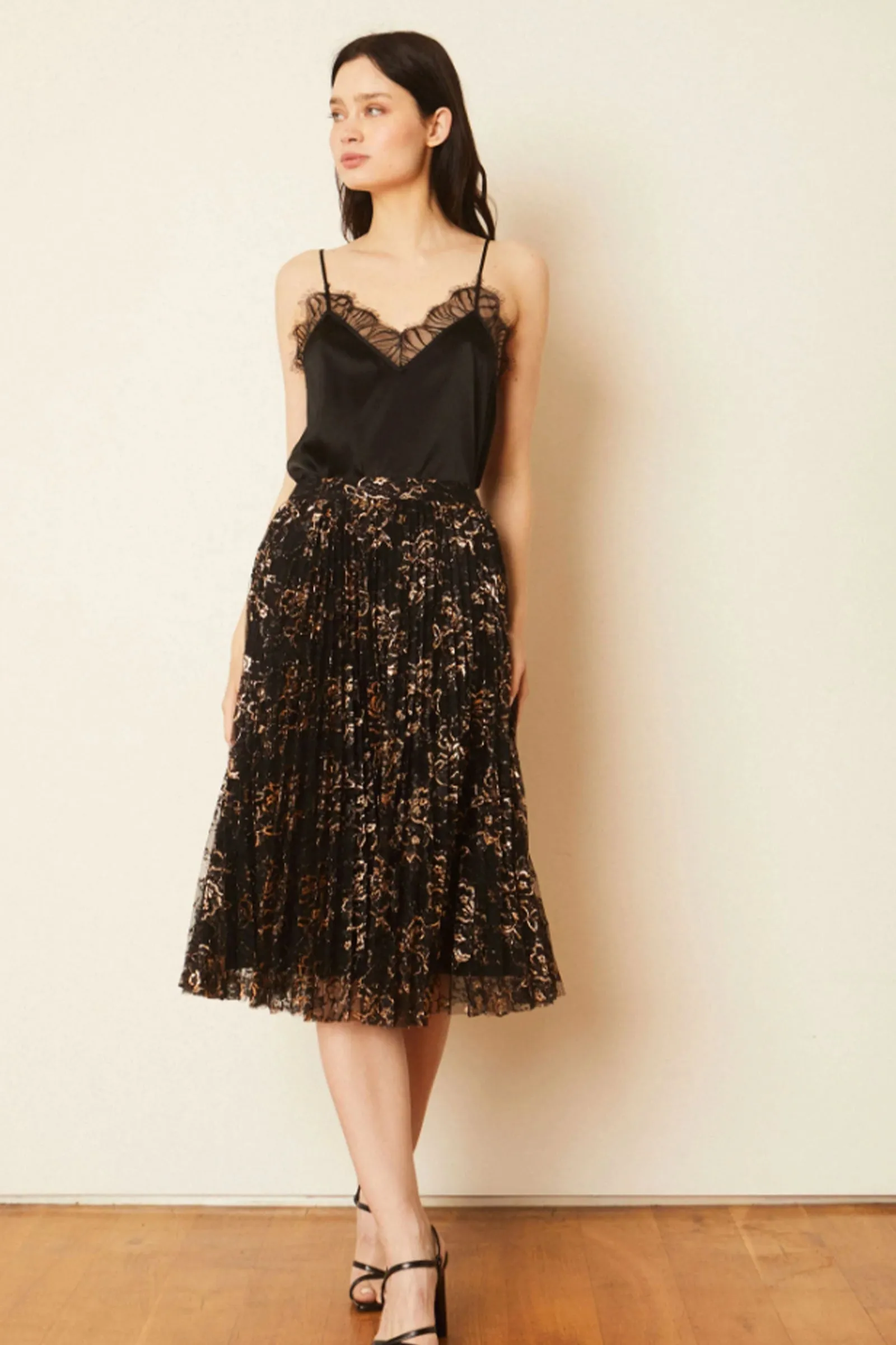 Caballero Gia Black Lace Trim Tank