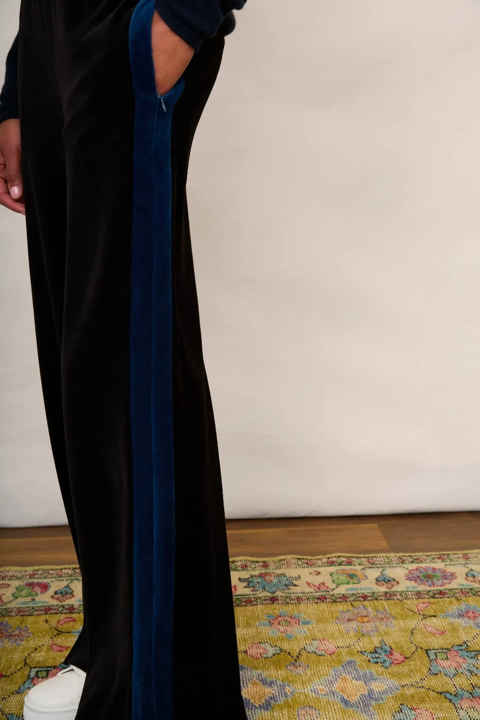 Camille Velour Trouser - Black