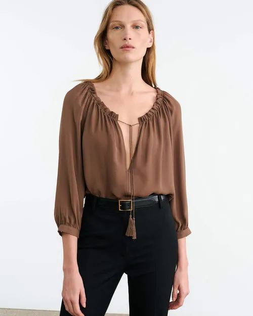 Carley Silk Blouse - Taupe