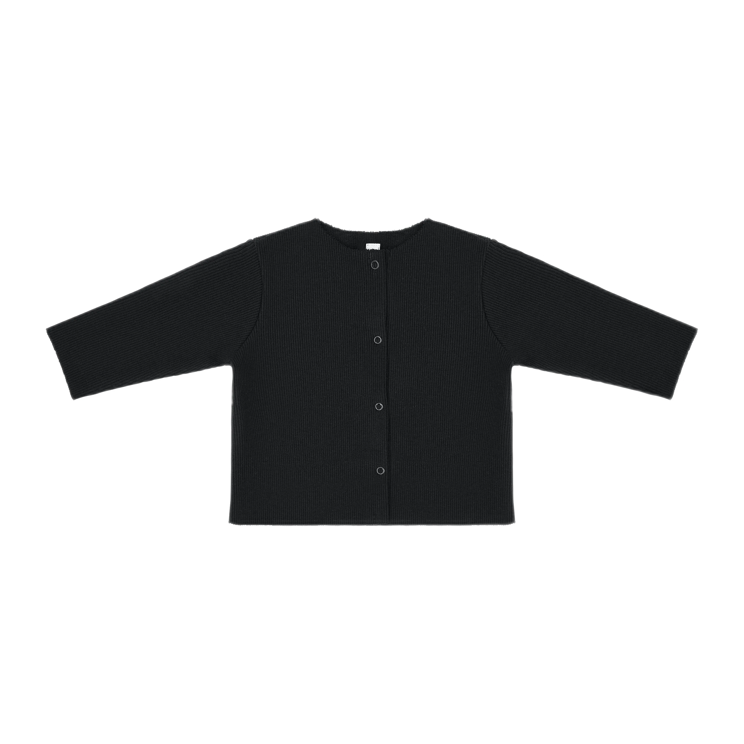 Chia Cotton Rib Cardigan (Black)