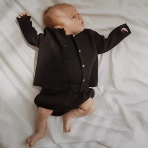 Chia Cotton Rib Cardigan (Black)
