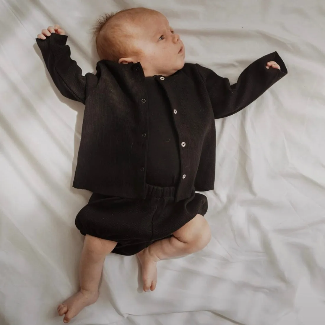 Chia Cotton Rib Cardigan (Black)