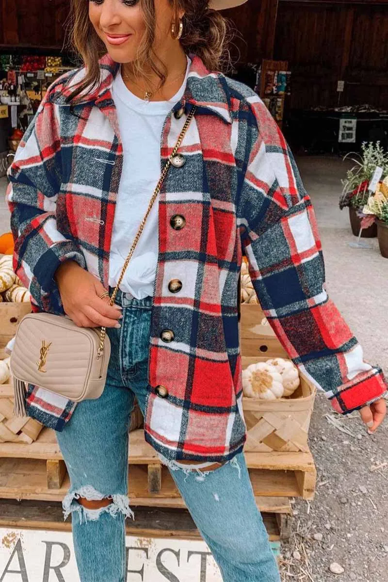 Chicindress Fashion Big Plaid Coat Tops(6 Colors)