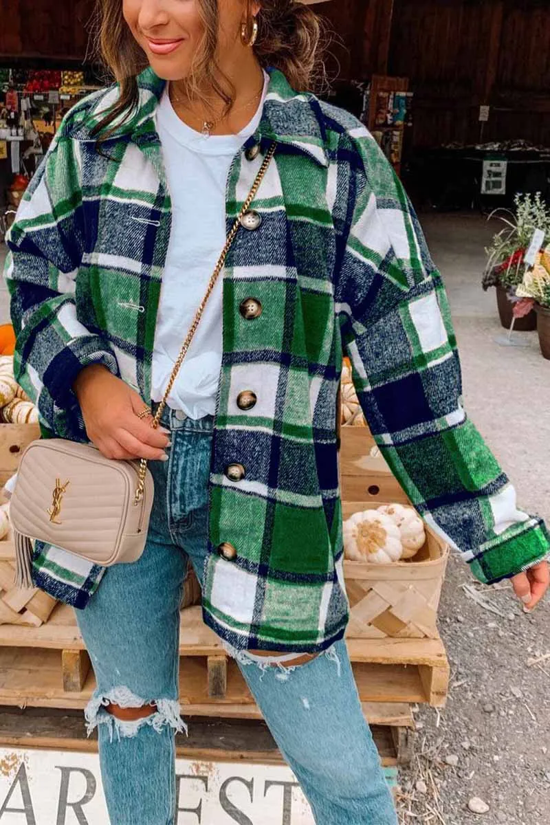 Chicindress Fashion Big Plaid Coat Tops(6 Colors)
