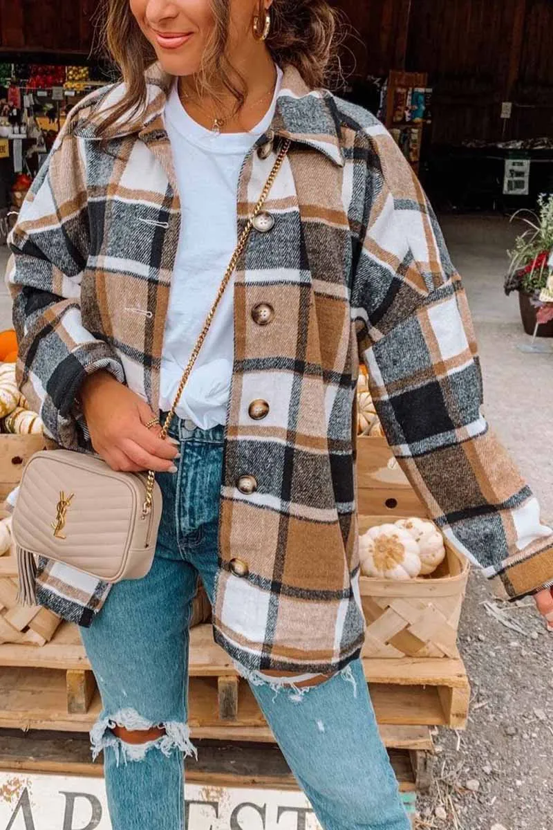Chicindress Fashion Big Plaid Coat Tops(6 Colors)