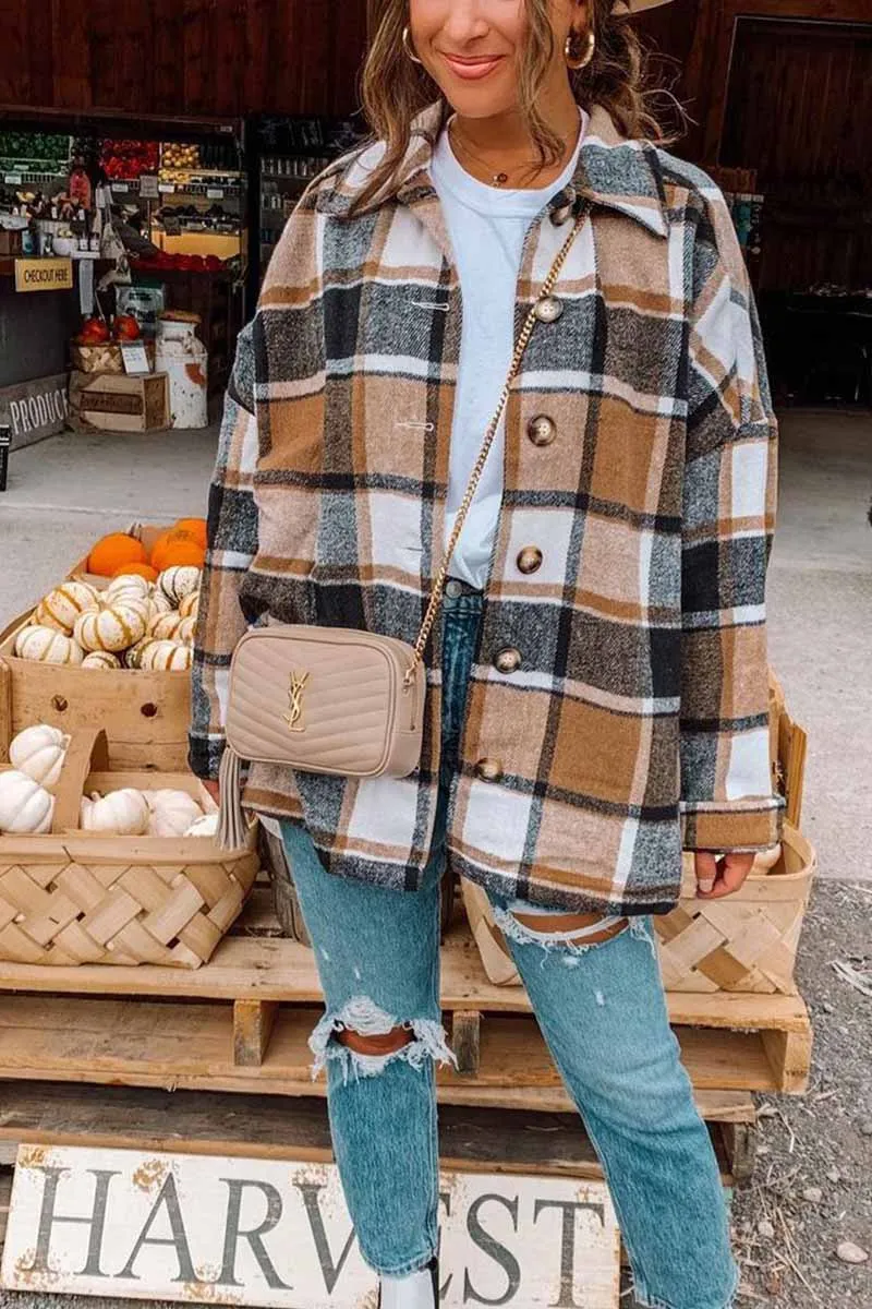 Chicindress Fashion Big Plaid Coat Tops(6 Colors)