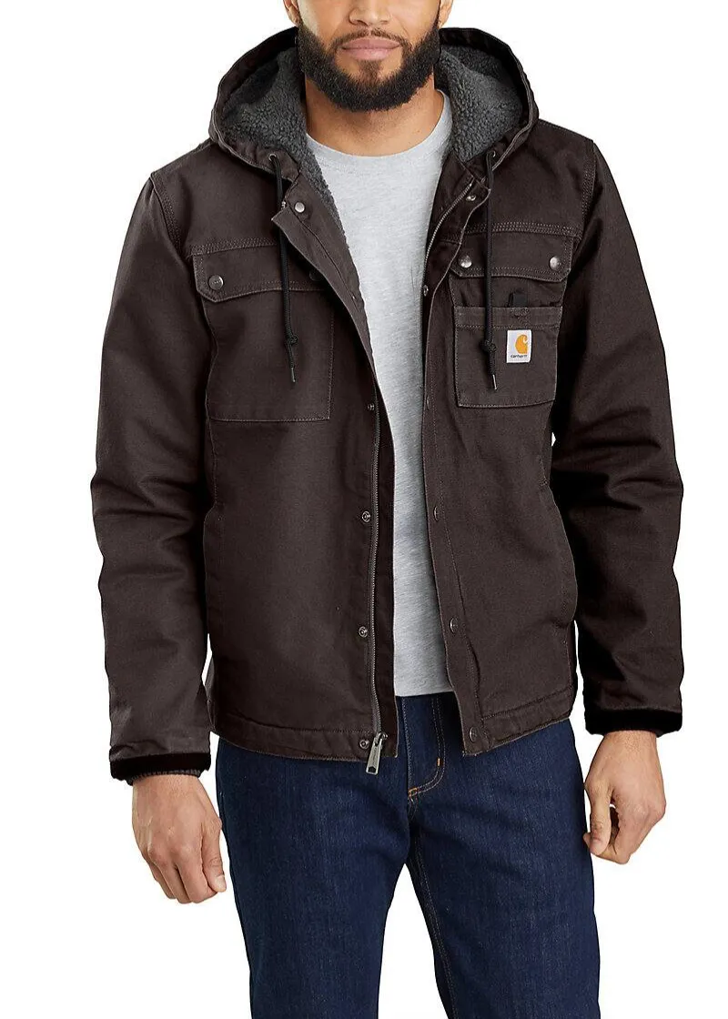 CL103826-S-Dk Brown Carhartt Utility Jacket Relaxed Fit- Washed Duck Sherpa Lined