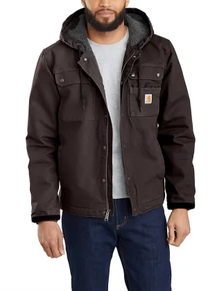 CL103826-S-Dk Brown Carhartt Utility Jacket Relaxed Fit- Washed Duck Sherpa Lined