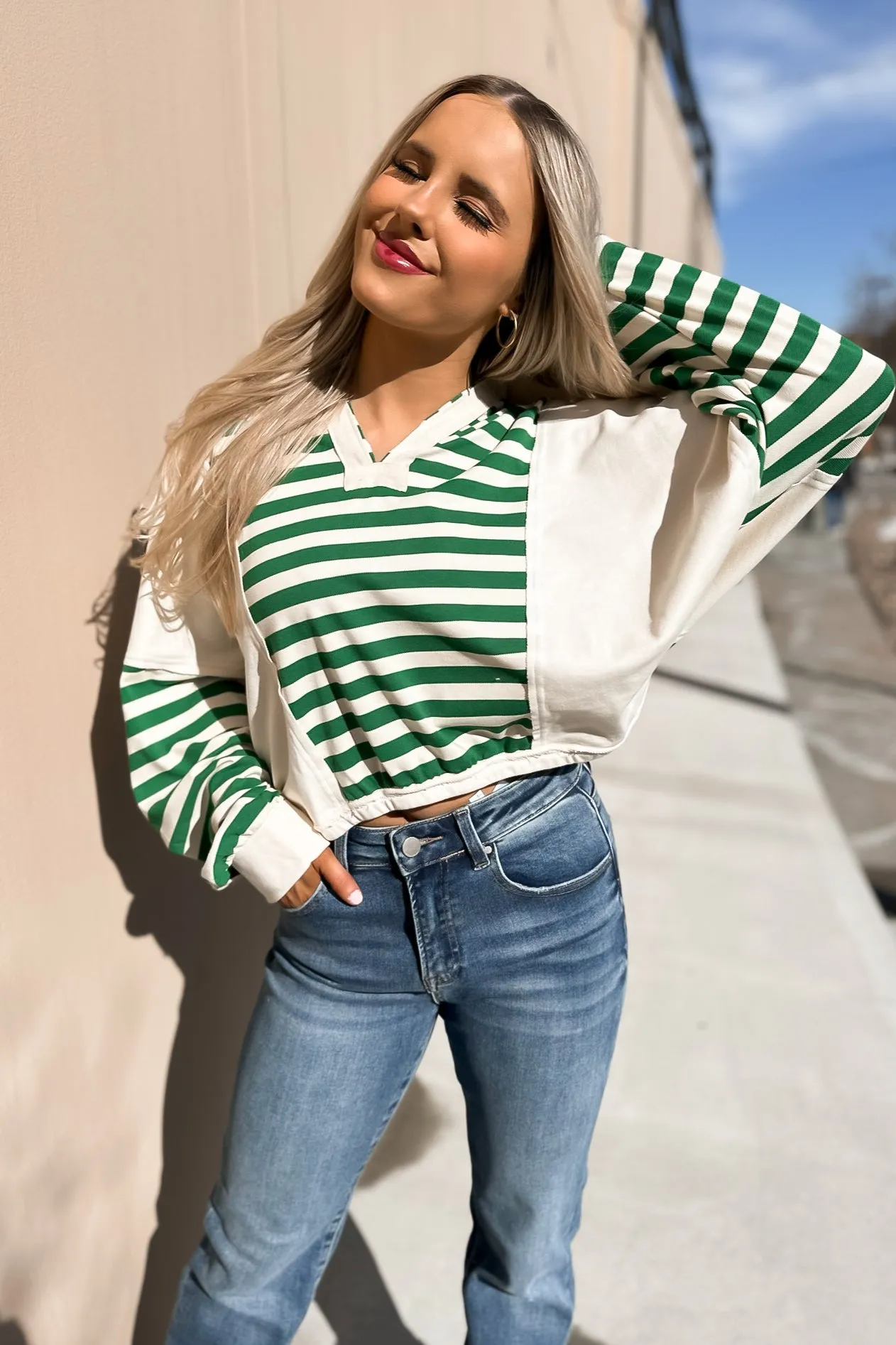 Clover Stripe Top Green/Cream