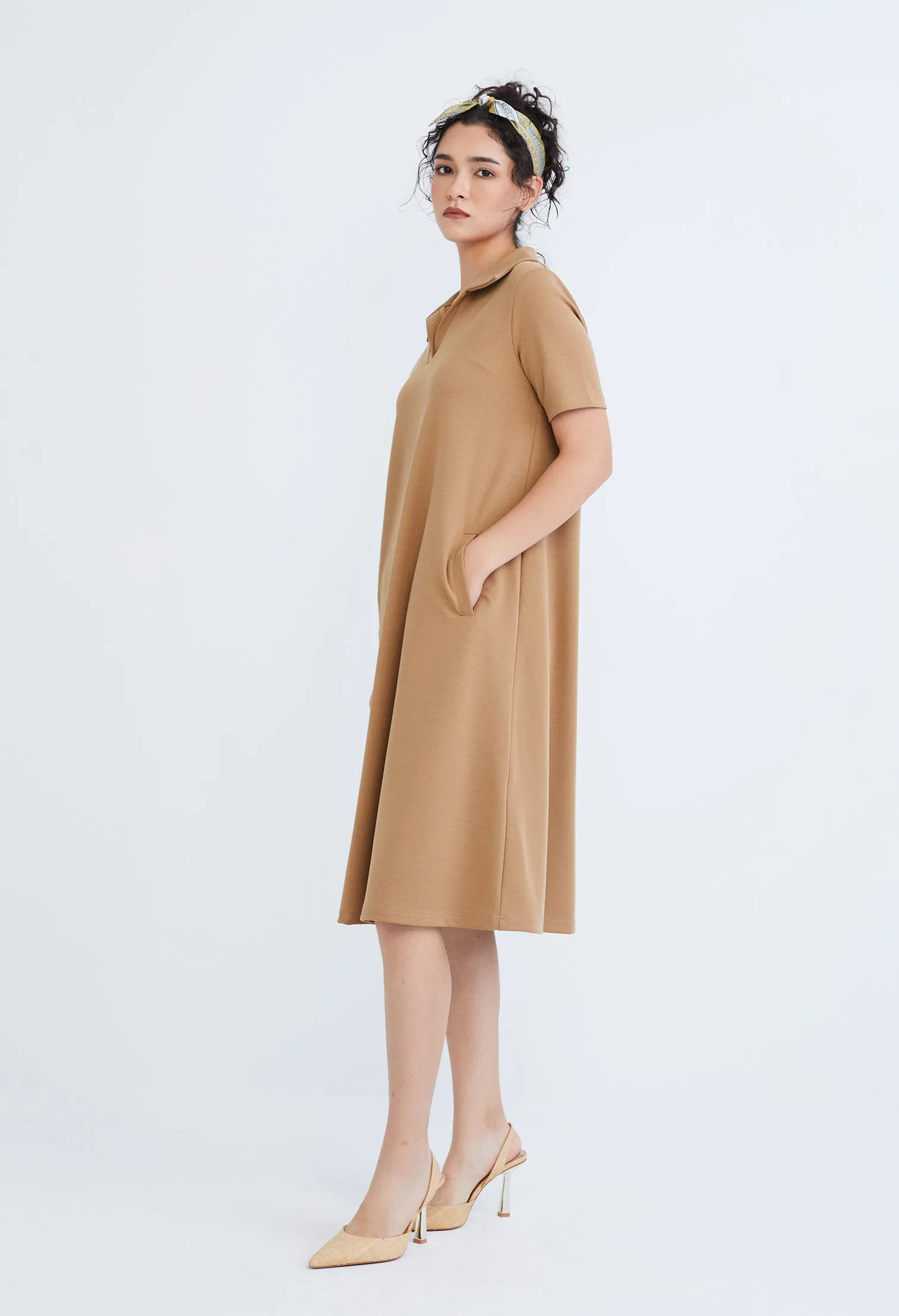 Collared A-line T-Shirt Dress