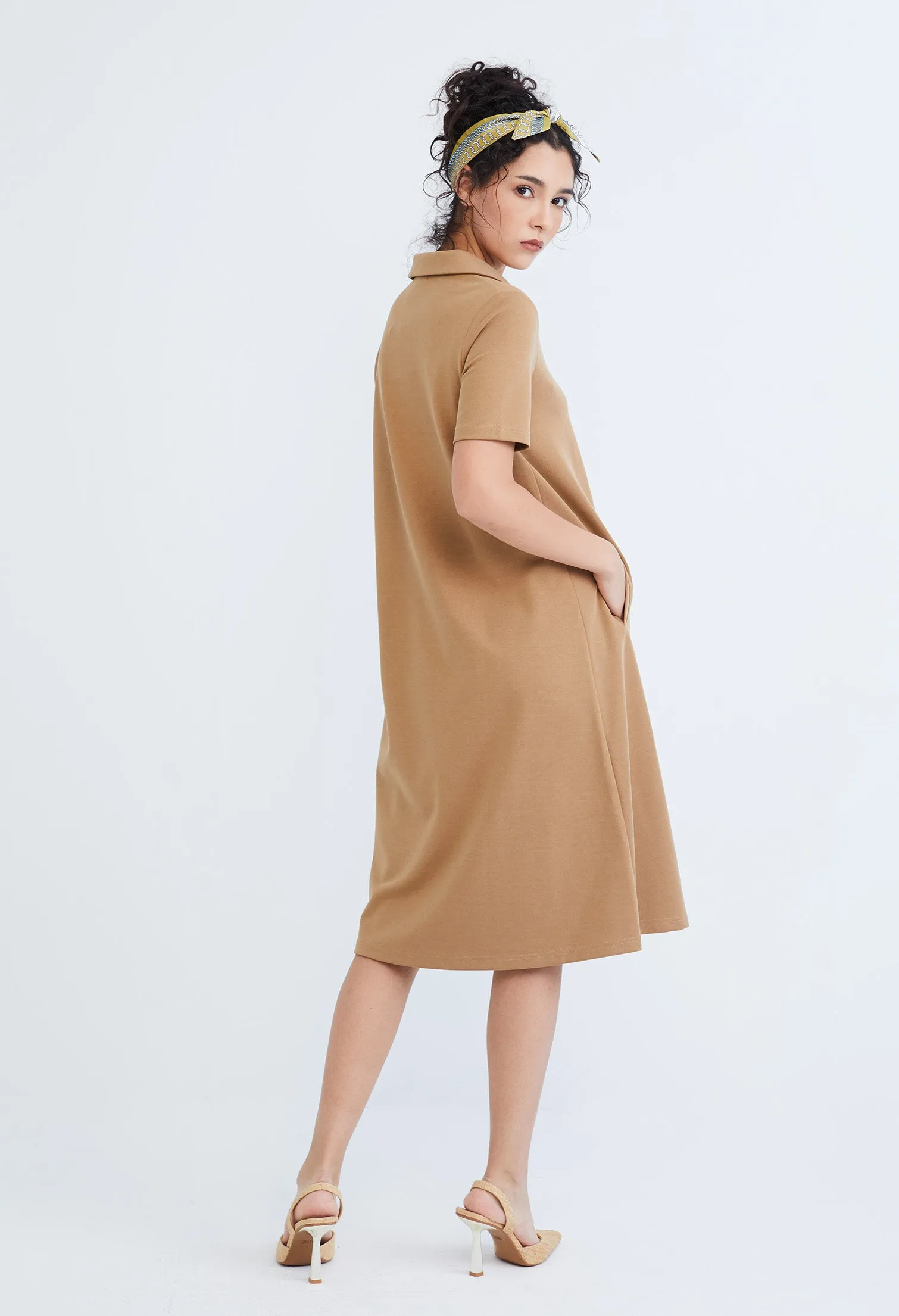 Collared A-line T-Shirt Dress