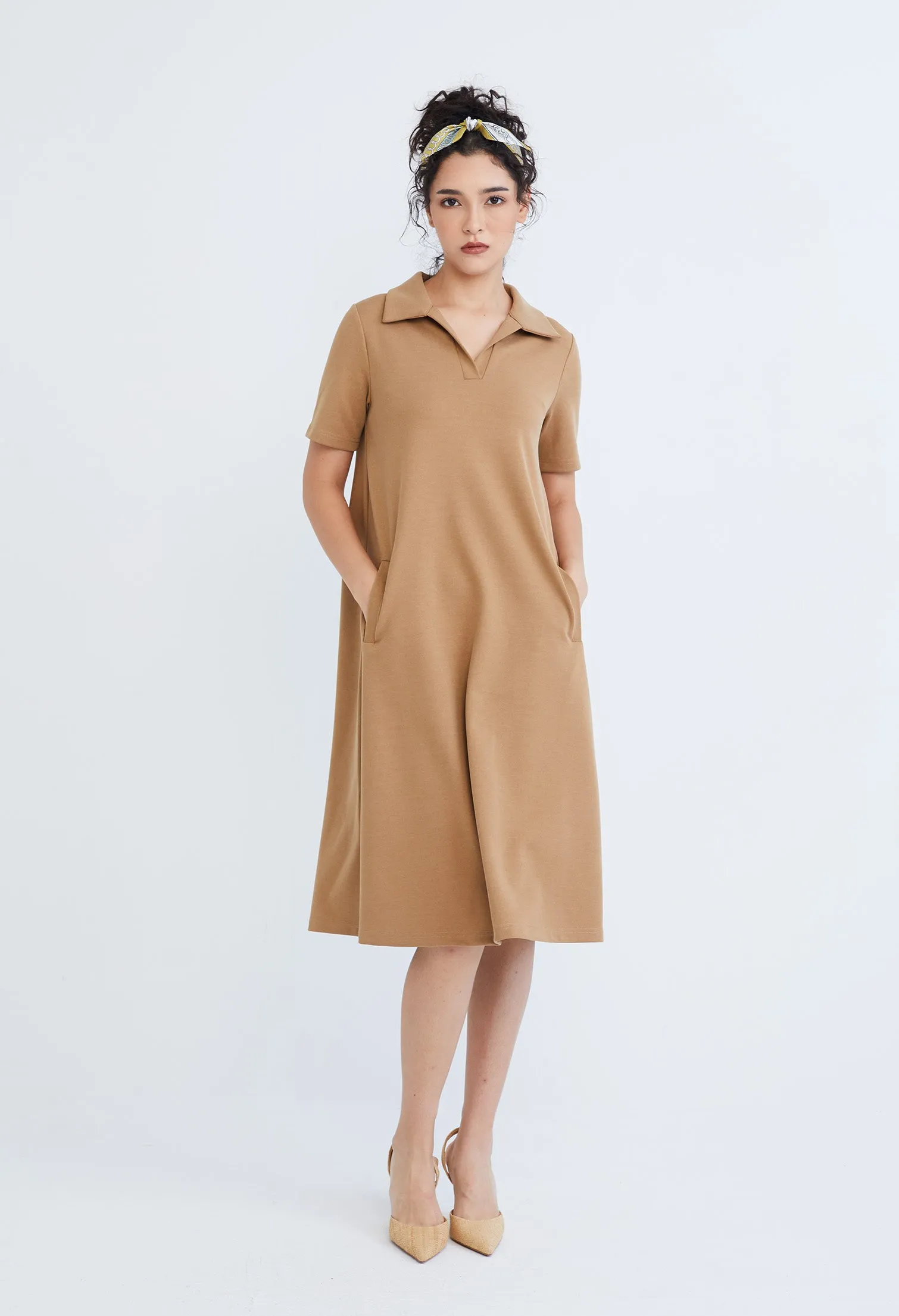 Collared A-line T-Shirt Dress