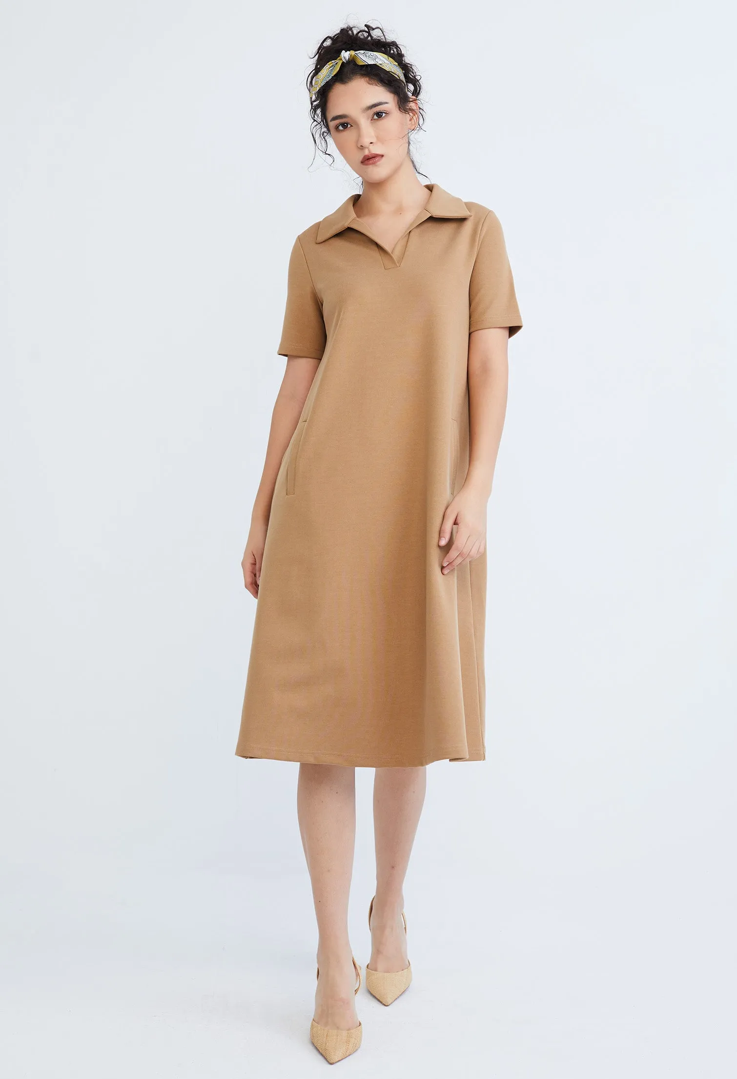 Collared A-line T-Shirt Dress