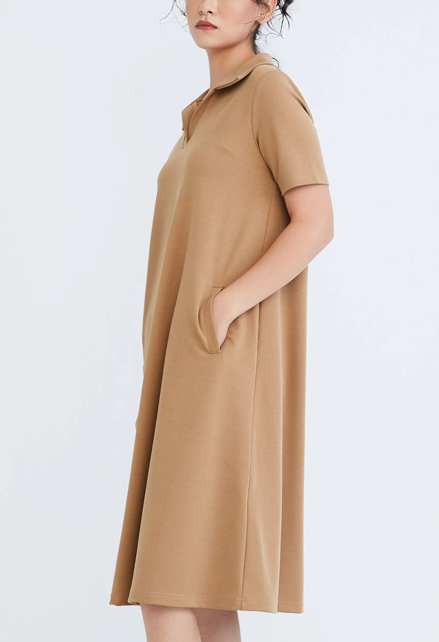 Collared A-line T-Shirt Dress