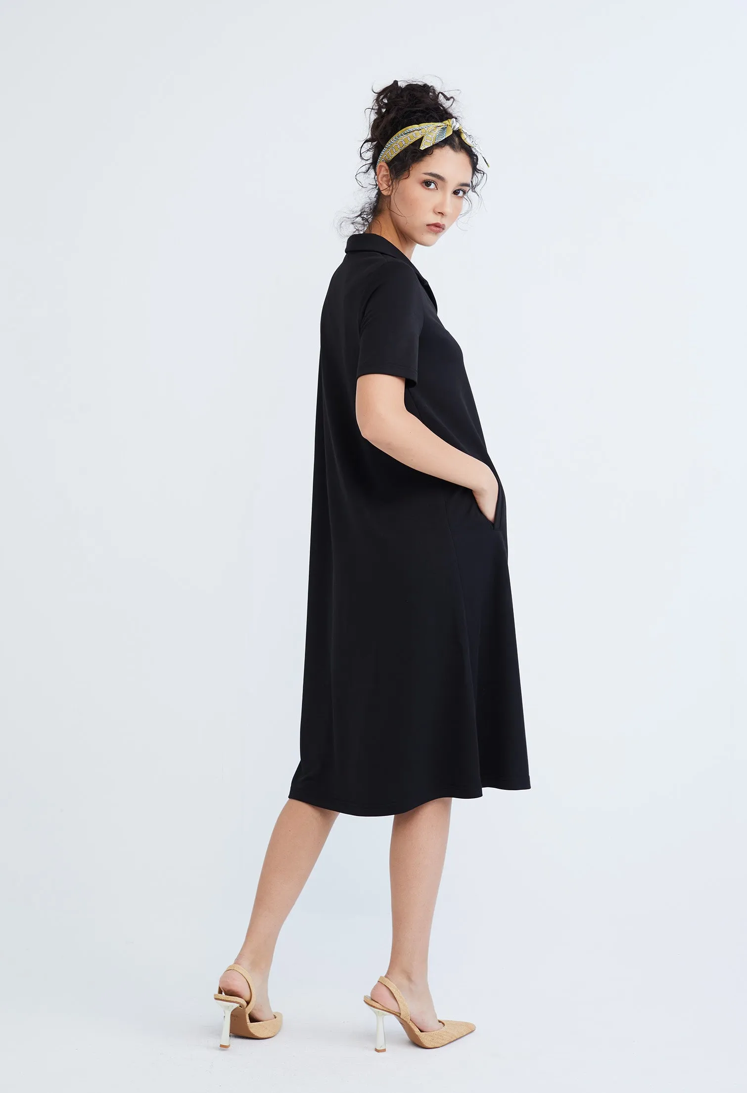 Collared A-line T-Shirt Dress