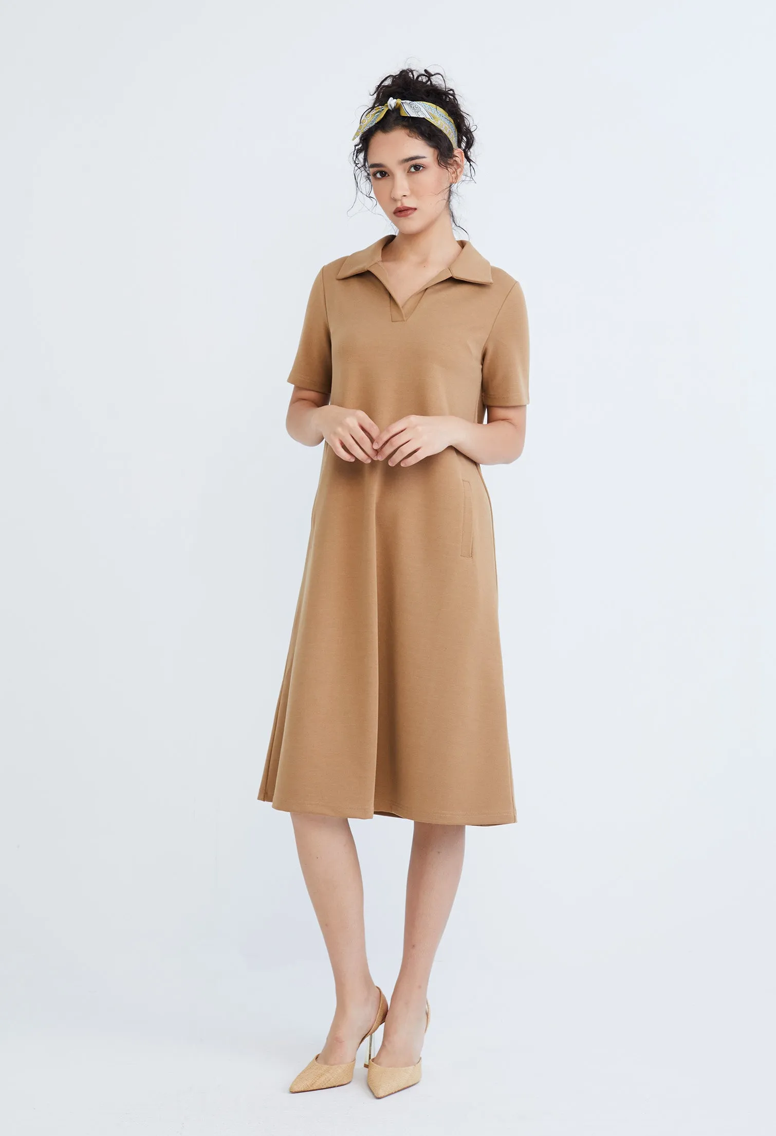 Collared A-line T-Shirt Dress