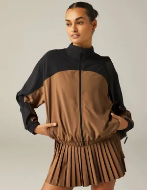 Colorblock Go Retro Jacket by Beyond Yoga | Deep Tan/True Black