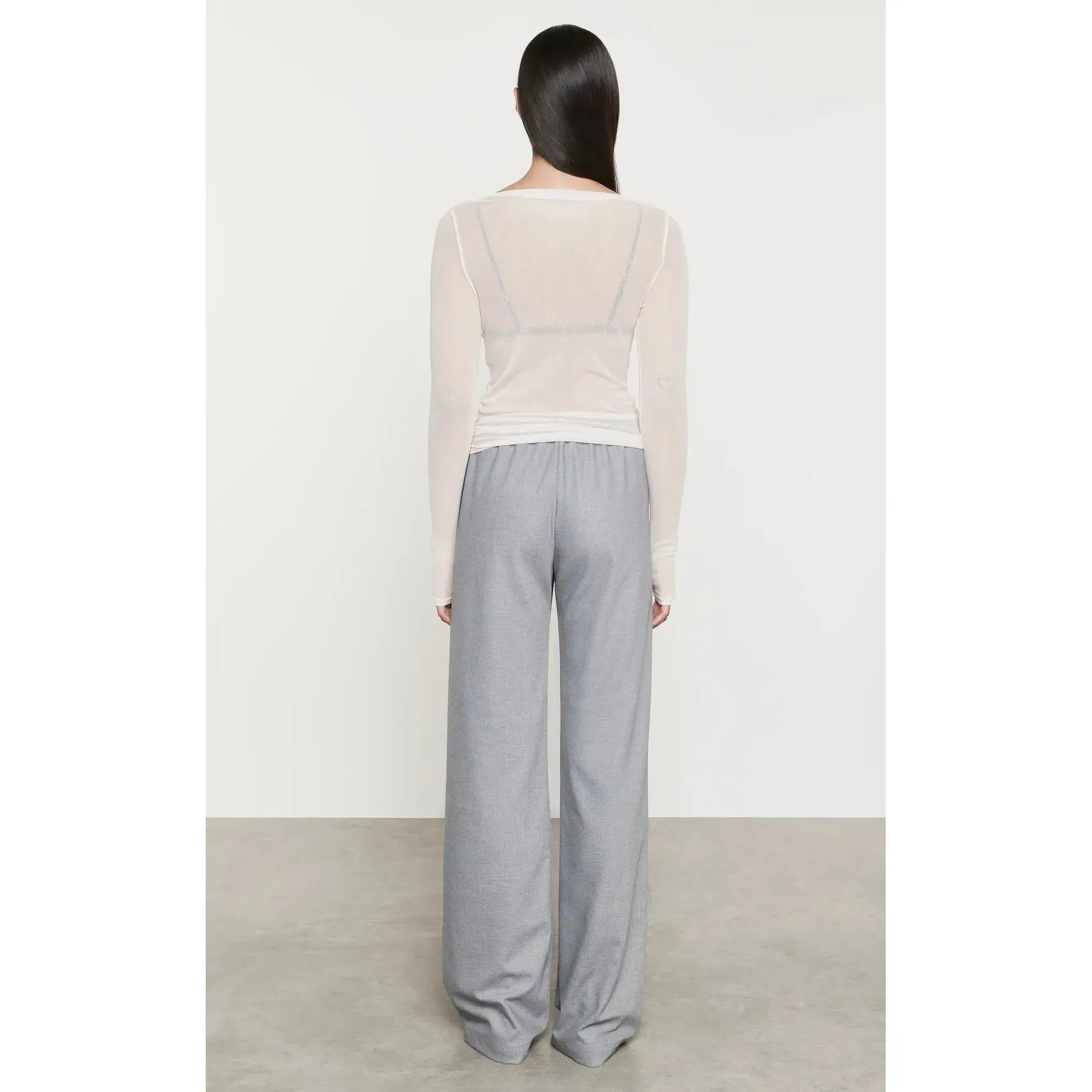 COTTON MESH DRAPED BOATNECK