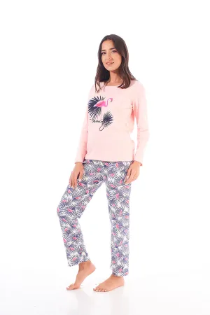 Cotton Pyjama Set With A Flamingo Design