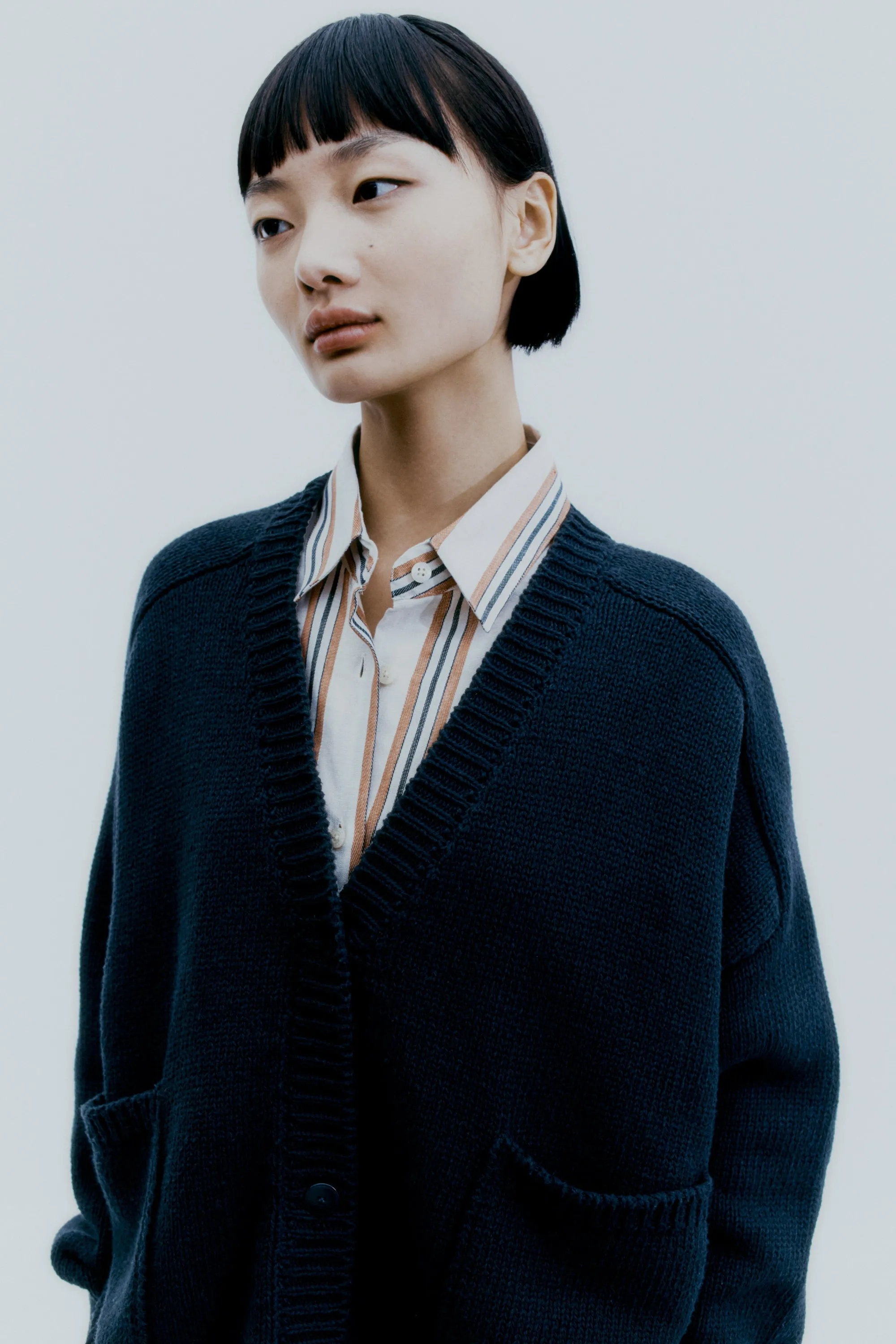 Cotton Saddle Cardigan, Black