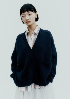 Cotton Saddle Cardigan, Black