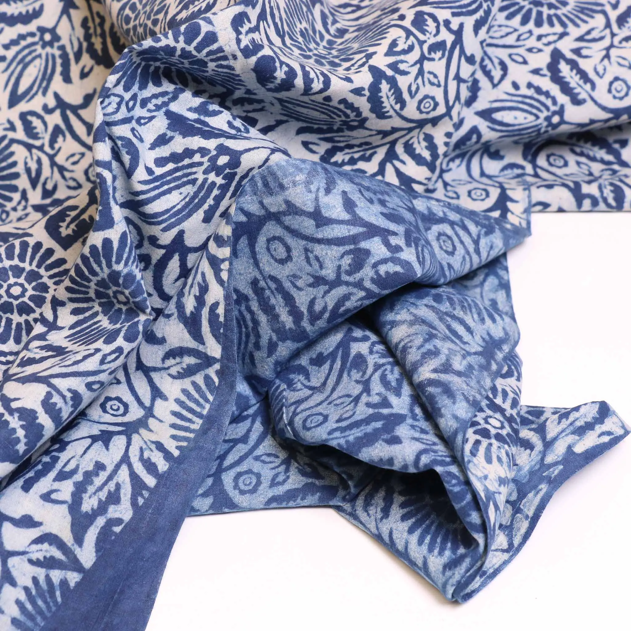 Cotton Voile - Indigo Hand block print