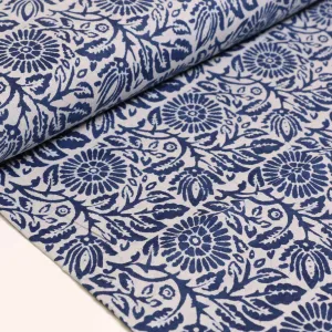 Cotton Voile - Indigo Hand block print