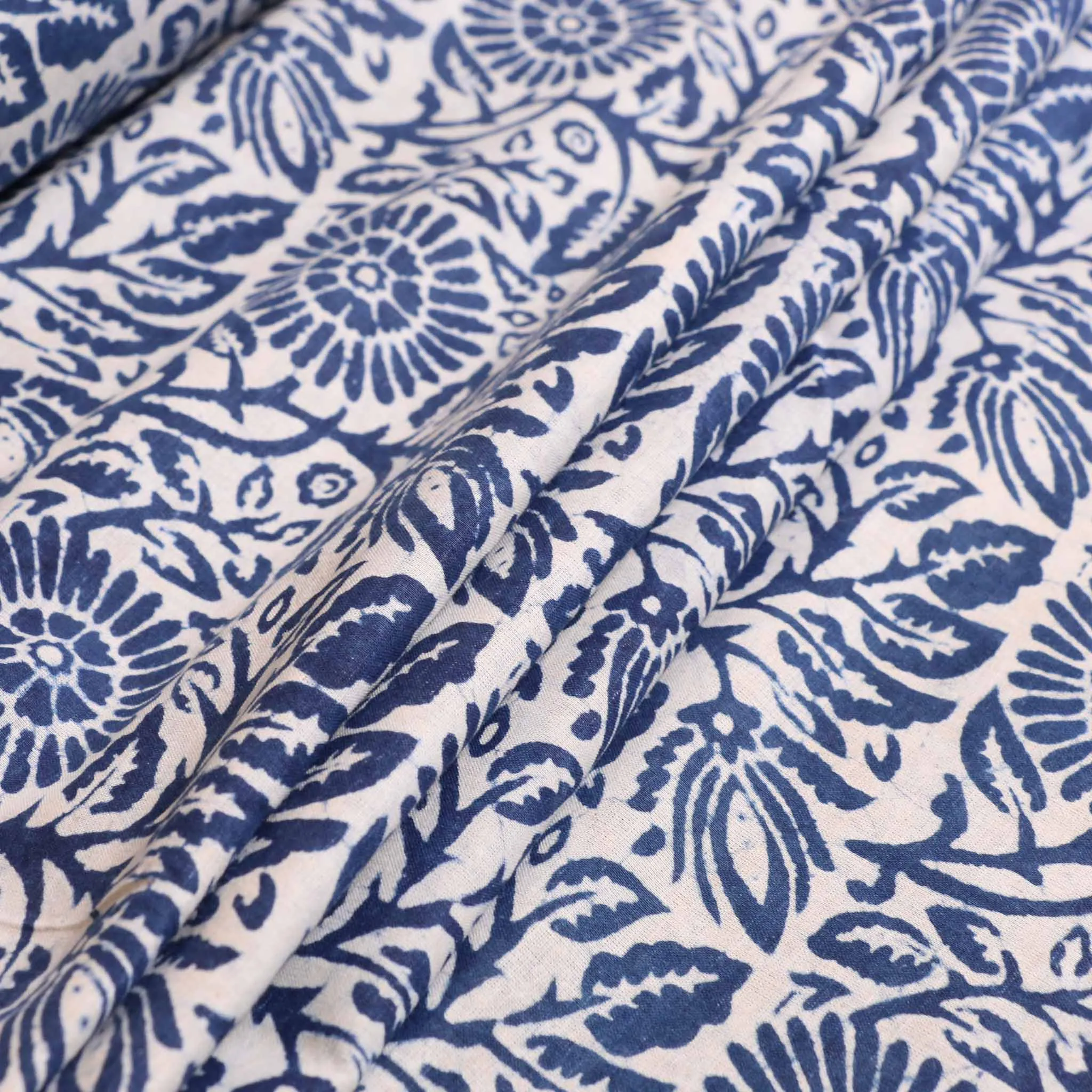 Cotton Voile - Indigo Hand block print