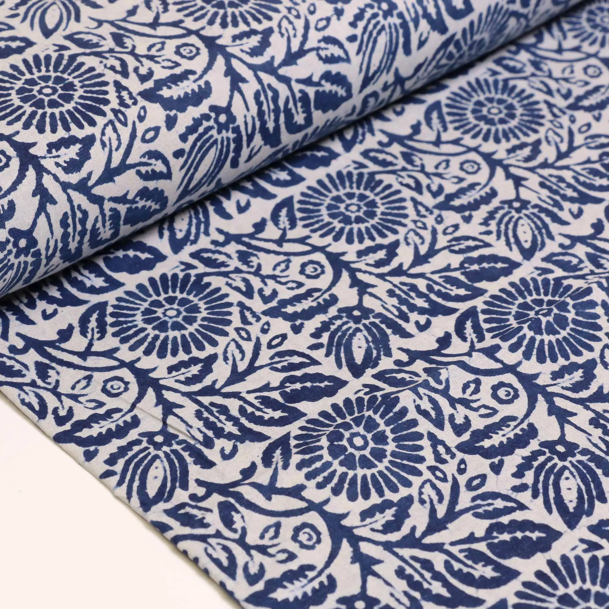Cotton Voile - Indigo Hand block print