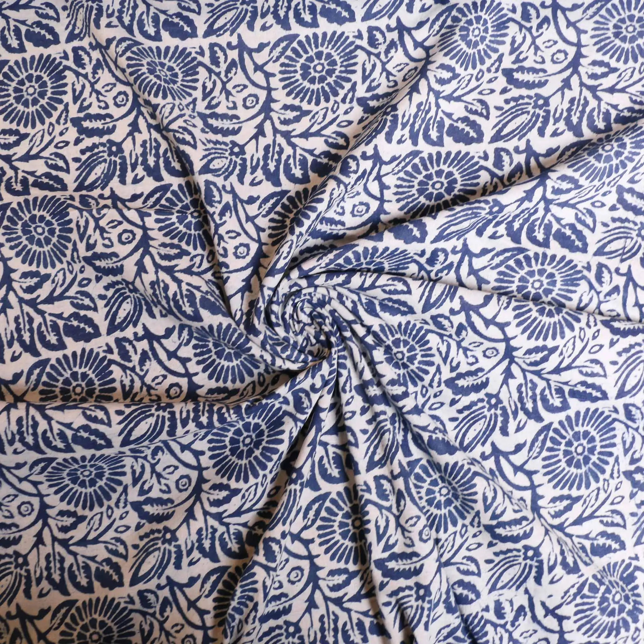 Cotton Voile - Indigo Hand block print