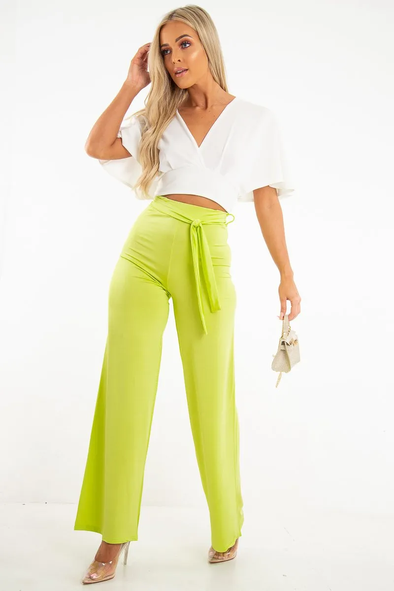 Cream Plunge Tie Back Blouse Crop Top - Bryelle