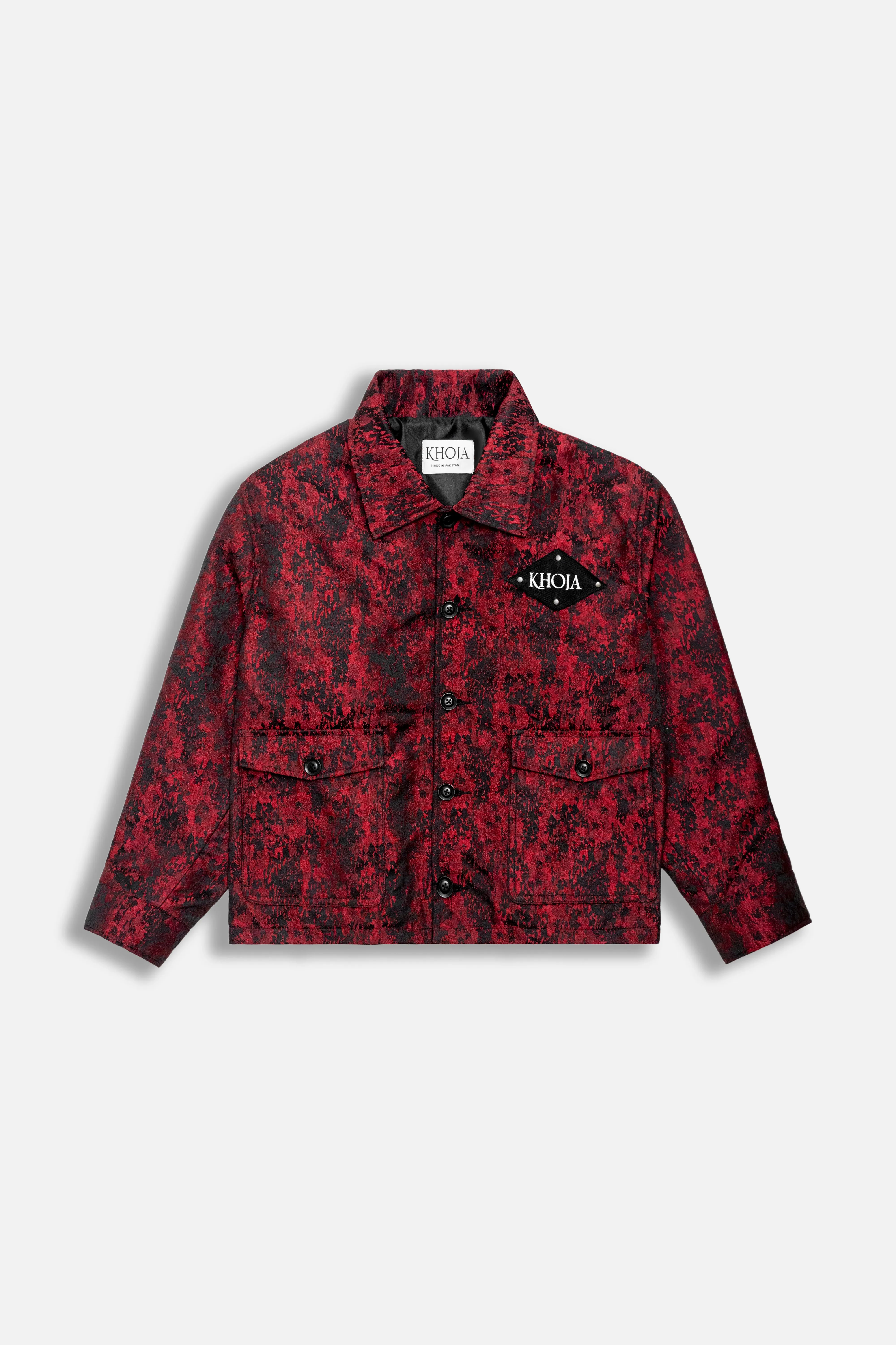 “CRIMSON NOIR WEAVE” CROSS WEAVED WOVEN COTTAN JACKET