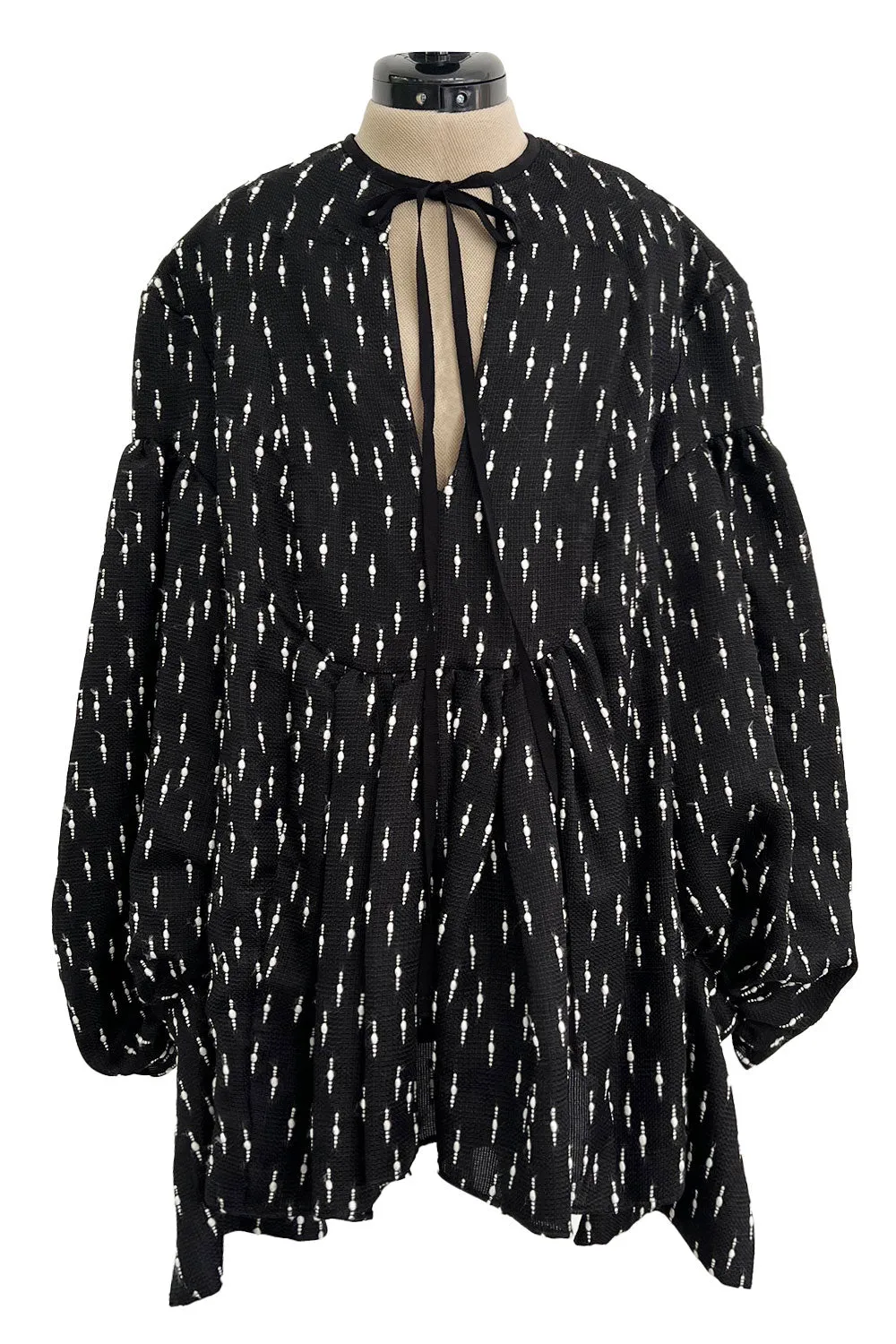 Documented Fall 2017 Rosie Assoulin Runway Black & White Wool & Silk Swash Buckler Top