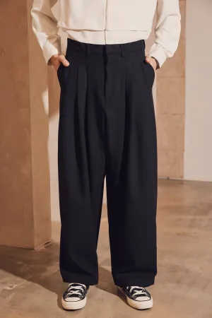 Double Pintuck Wide Balloon Trousers