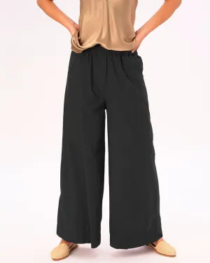 Elastic Pleat Waist Cotton Palazzo Pant