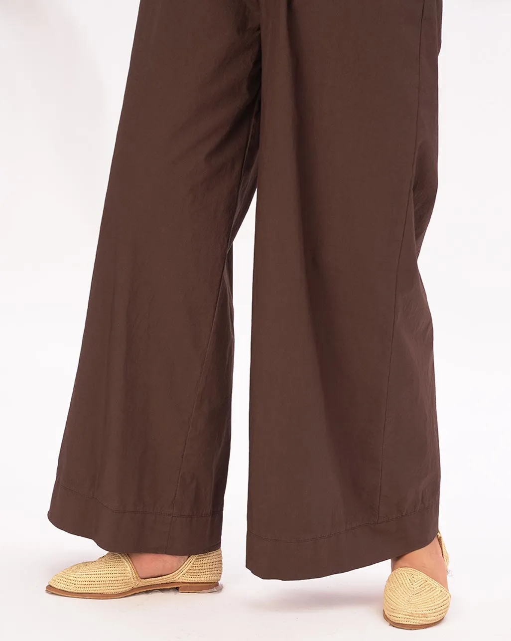 Elastic Pleat Waist Cotton Palazzo Pant