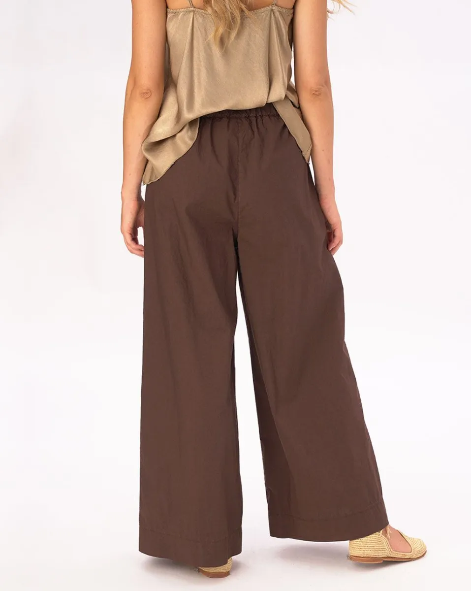 Elastic Pleat Waist Cotton Palazzo Pant
