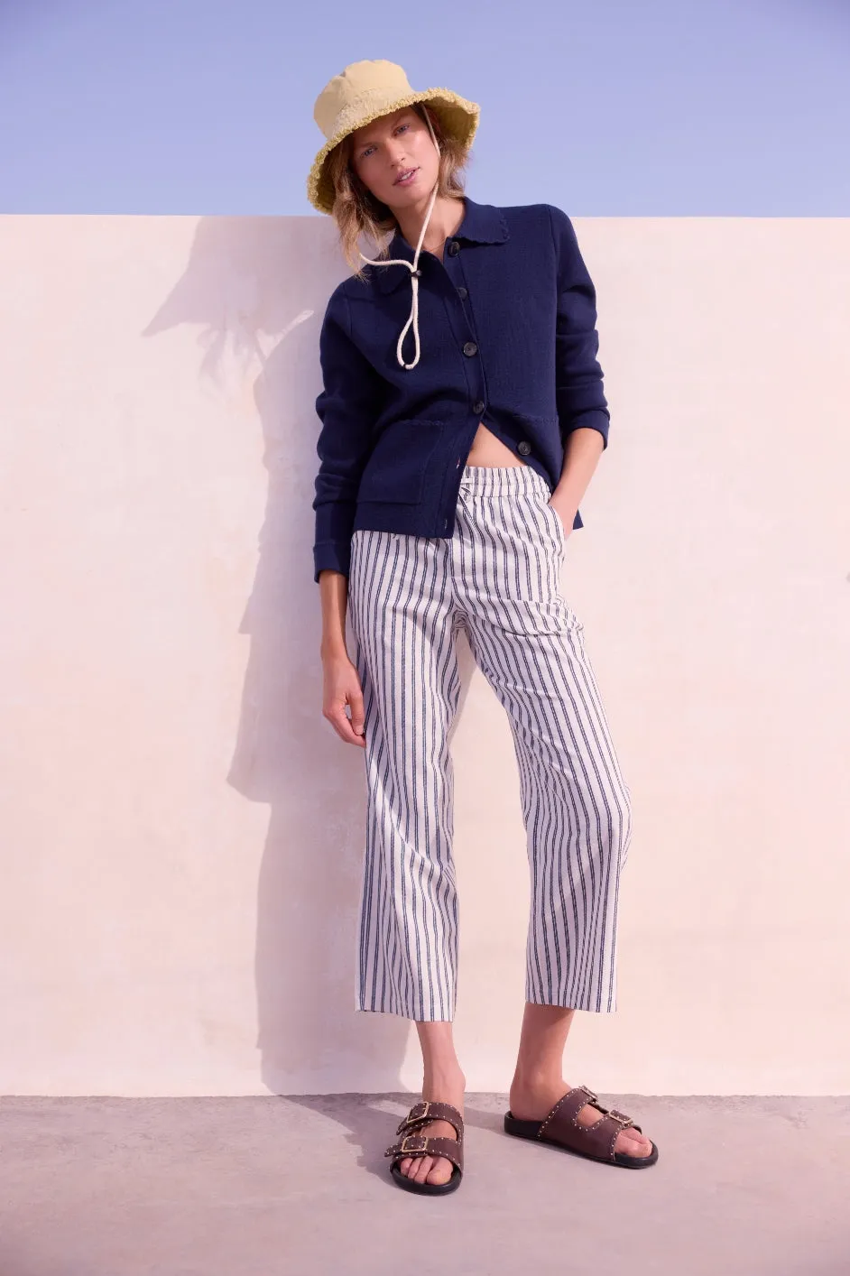 Everly Stripe Trousers - Blue/Ivory