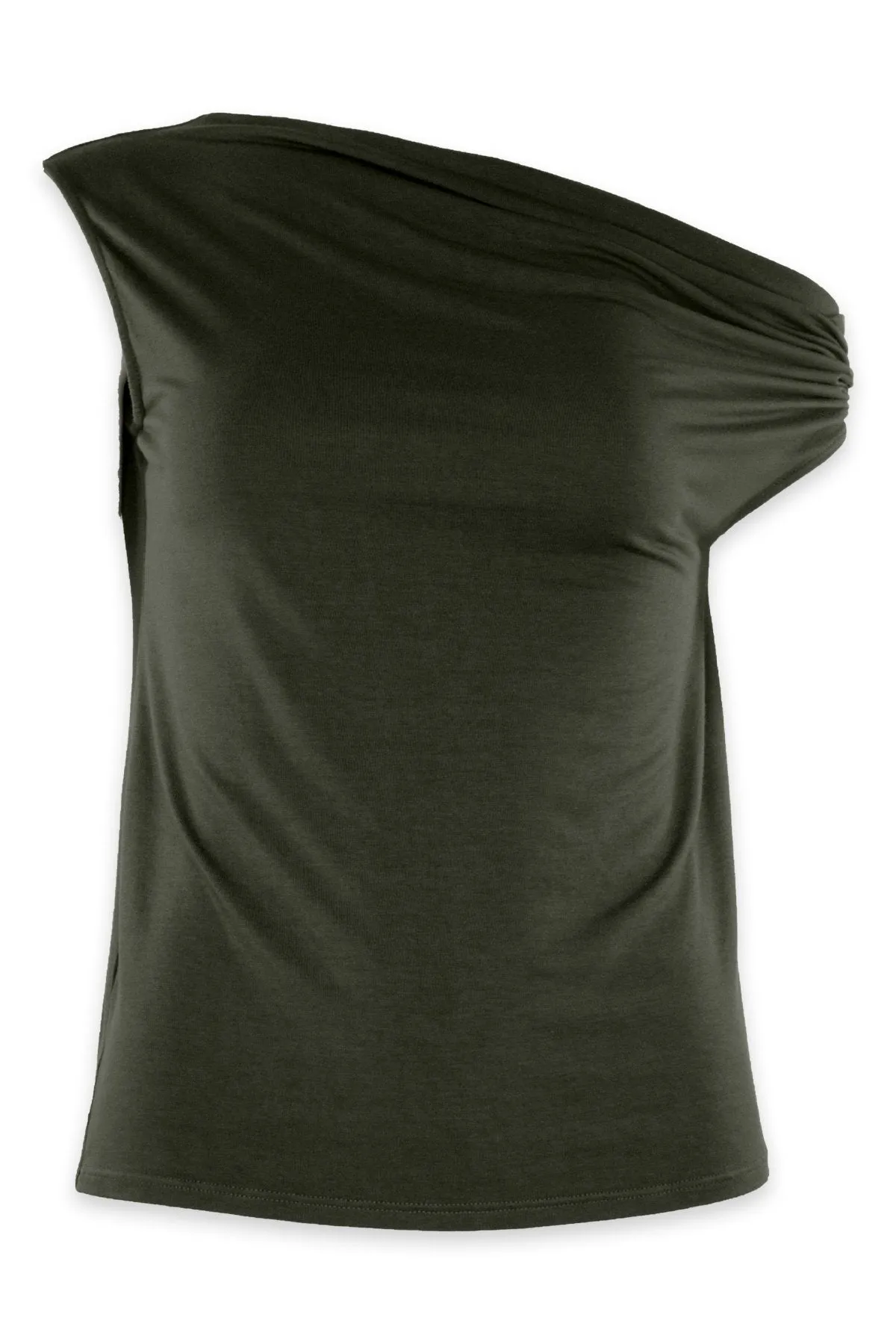 Exposed Shoulder Easy Top in Uniform Green