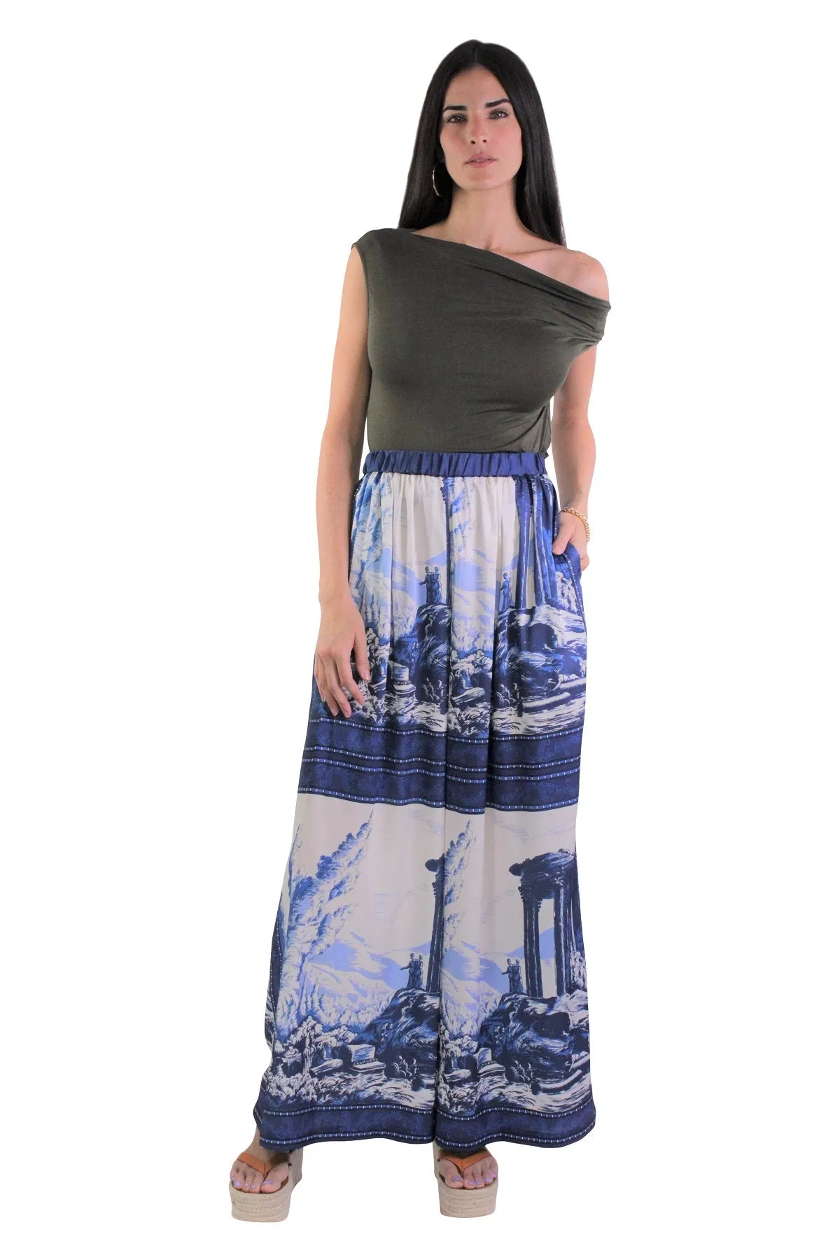 Exposed Shoulder Easy Top in Uniform Green