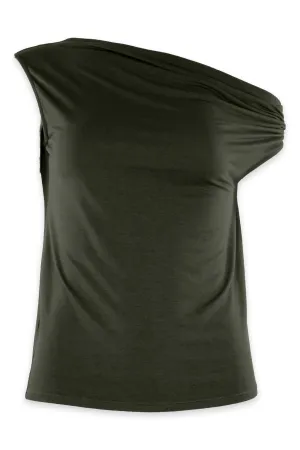 Exposed Shoulder Easy Top in Uniform Green