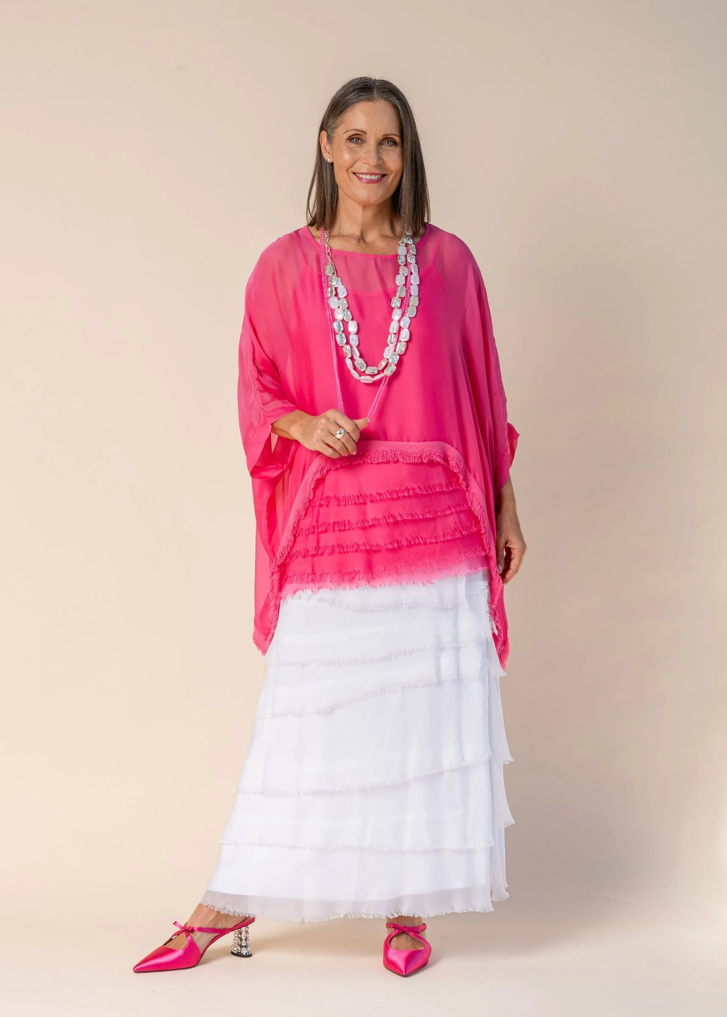 Farah Silk Top in Raspberry Sorbet