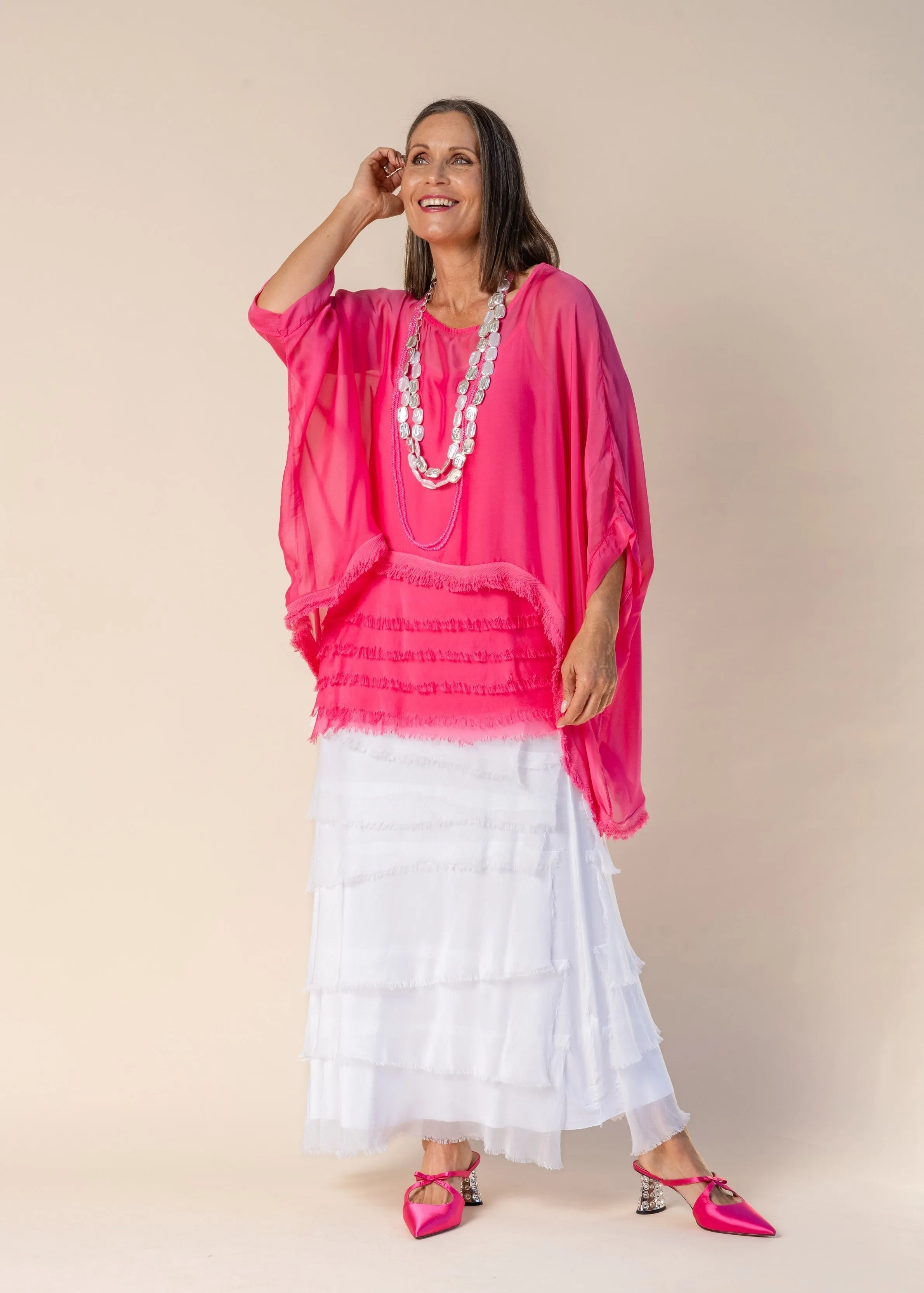 Farah Silk Top in Raspberry Sorbet