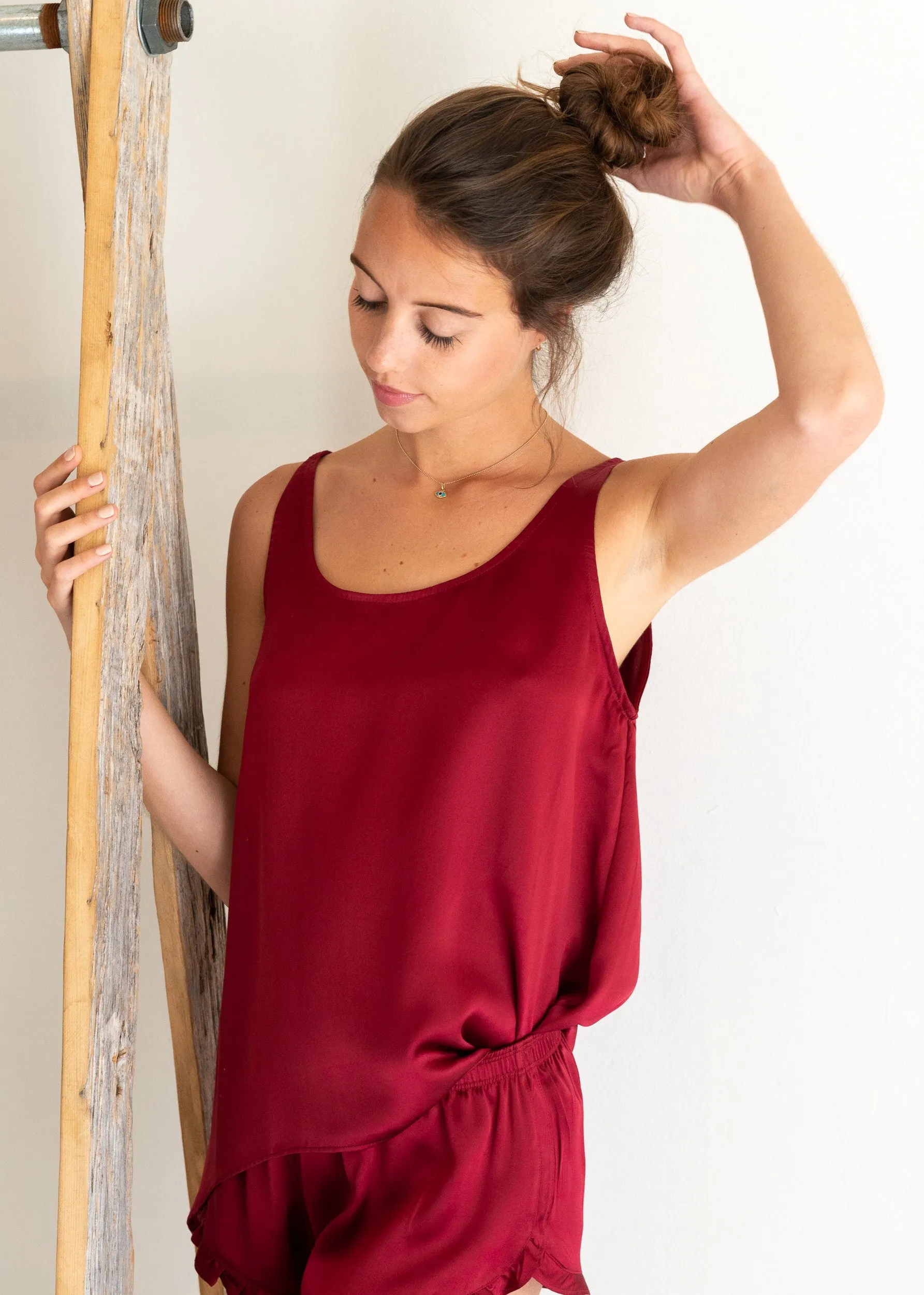 Frankie Tank in Wine Silk