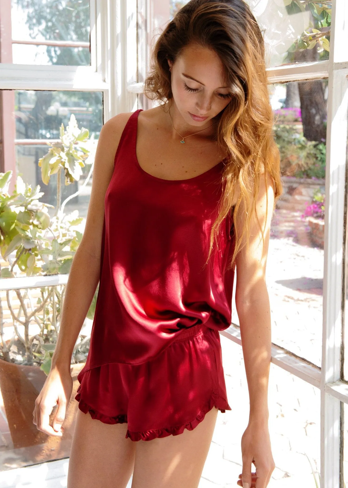 Frankie Tank in Wine Silk