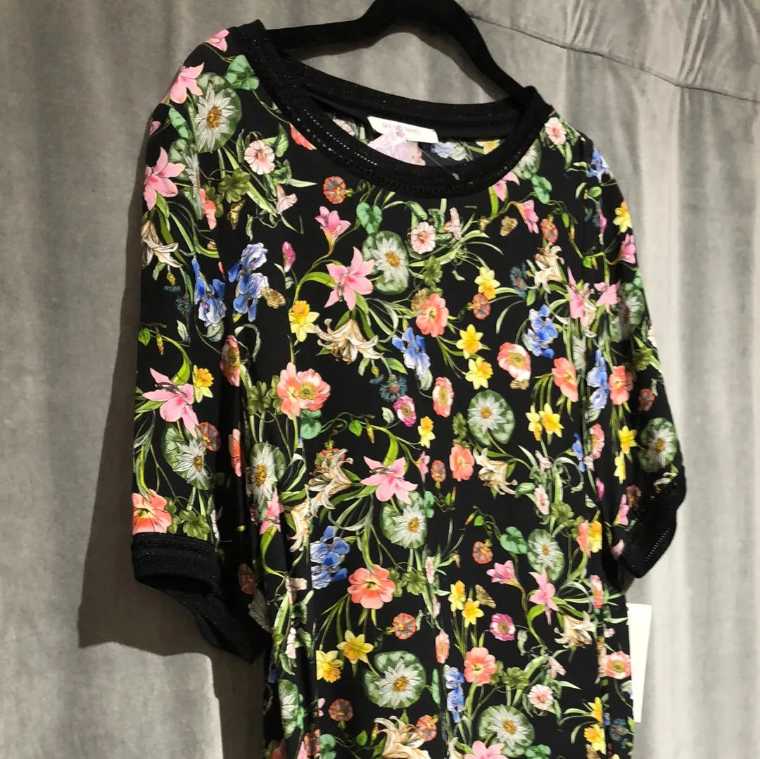 Gerard Darel Black Floral Short sleeve "GENNA" Shirt Dress