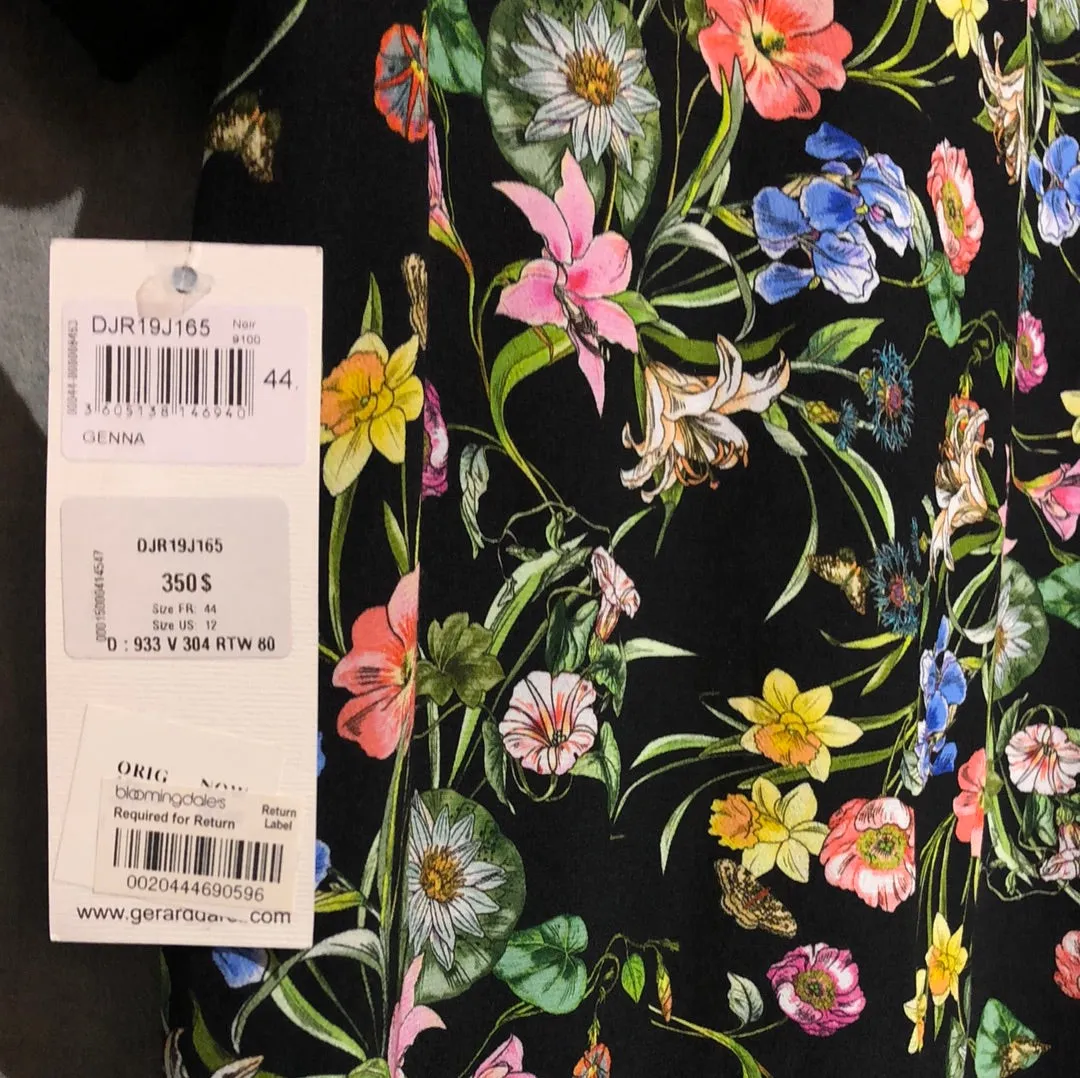 Gerard Darel Black Floral Short sleeve "GENNA" Shirt Dress